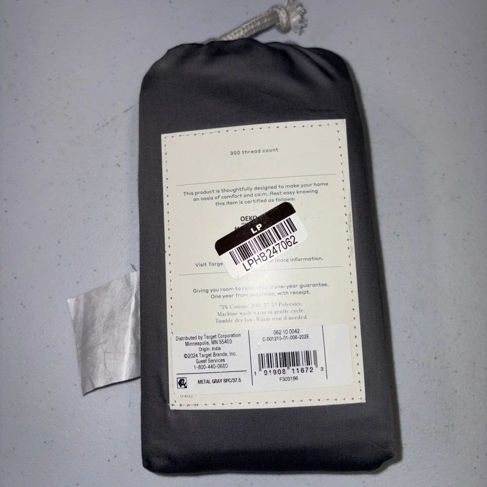 Casaluna Standard Size 300 TC Temperature Balancing Pillowcase Set - Metal Gray